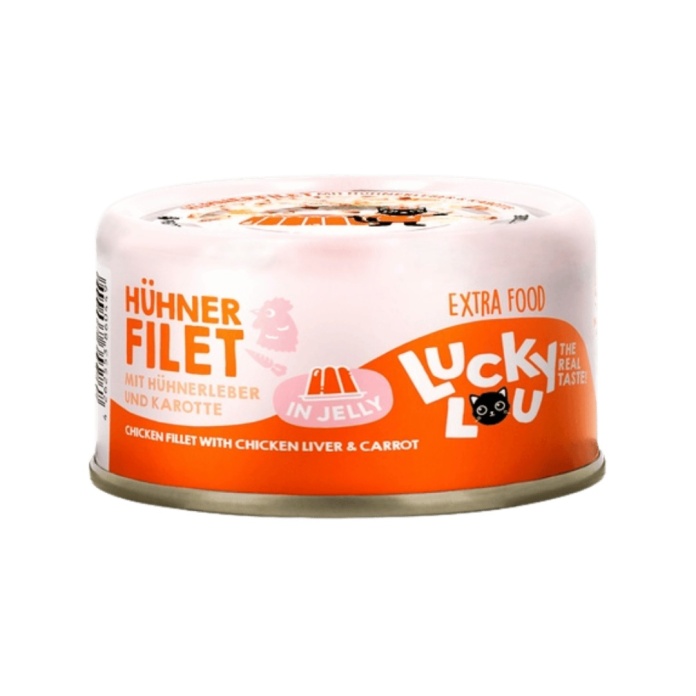 Lucky Lou Extrafood Kurczak i wątróbka z kurczaka w galaretce 70 g - karma uzupełniająca dla kota w puszce